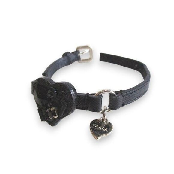 Prada Bracelet Belt With Bijoux Heart Motif Blackish Black - Picture 8 of 9